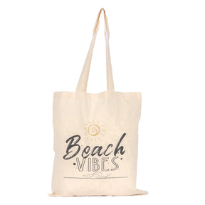 BYFT013985 BYFT Natural Cotton Flat Tote Bag Beach Vibes Design