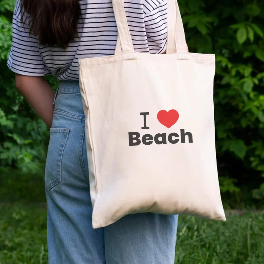 BYFT013987 BYFT Natural Cotton Flat Tote Bag I Love Beach Design B.webp