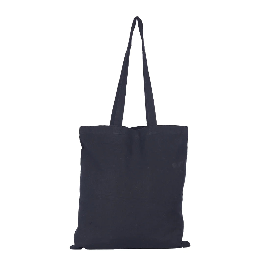 BYFT013990 BYFT Black Cotton Flat Tote Bag Vacay Mode Design A.webp
