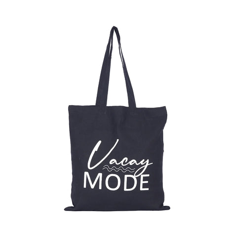 BYFT013990 BYFT Black Cotton Flat Tote Bag Vacay Mode Design.webp