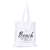 BYFT013993 BYFT White Canvas Flat Tote Bag Beach Vibes Design.webp