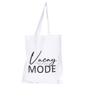 BYFT013994 BYFT White Canvas Flat Tote Bag Vacay Mode Design