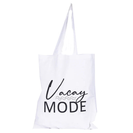 BYFT013994 BYFT White Canvas Flat Tote Bag Vacay Mode Design.webp