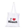 BYFT013995 BYFT White Canvas Flat Tote Bag I Love Beach Design.webp
