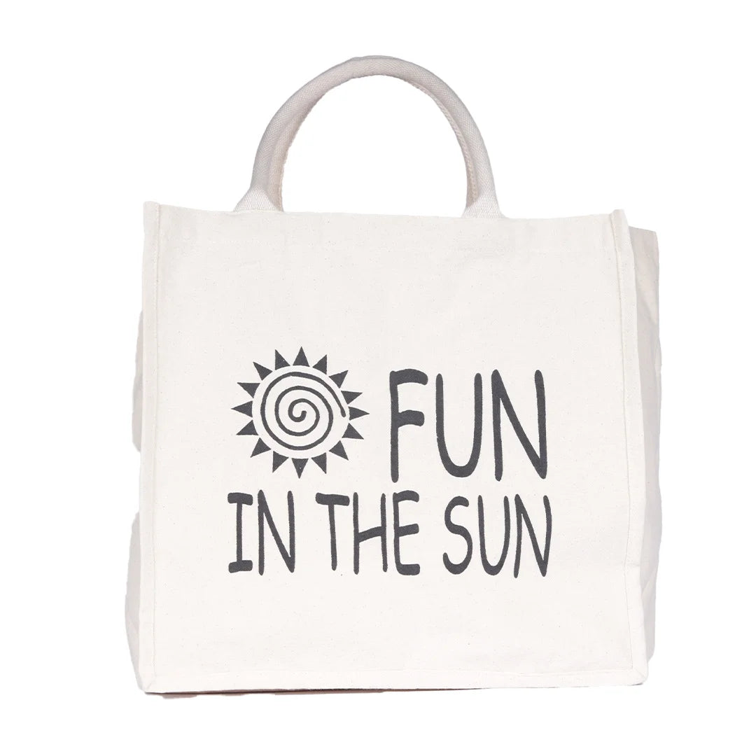 BYFT013997 BYFT Laminated Natural Canvas Bag Fun in the sun Design.webp