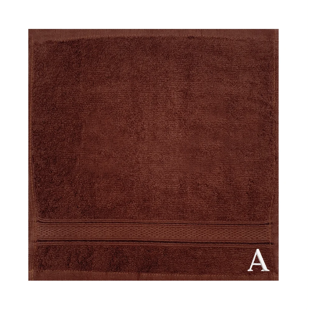 BYFT Daffodil Brown Monogrammed Face Towel - Letter A