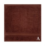 BYFT Daffodil Brown Monogrammed Face Towel - Letter A