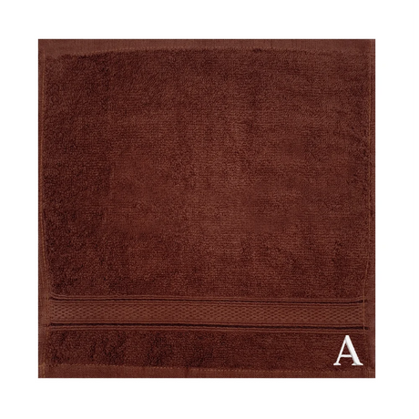 BYFT Daffodil Brown Monogrammed Face Towel - Letter A