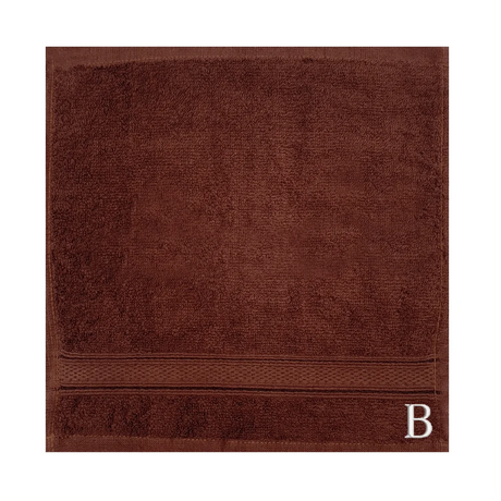 BYFT Daffodil Monogrammed Face Towel Brown 30 x 30 Cm
