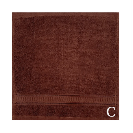 BYFT Daffodil Monogrammed Face Towel Brown 30 x 30 Cm