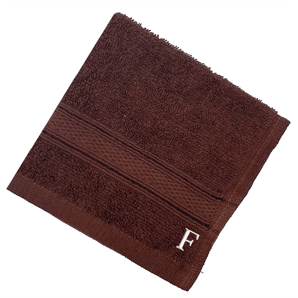 BYFT Daffodil Monogrammed Face Towel Brown 30 x 30 Cm