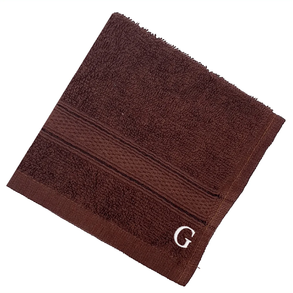 BYFT Daffodil Monogrammed Face Towel Brown 30 x 30 Cm