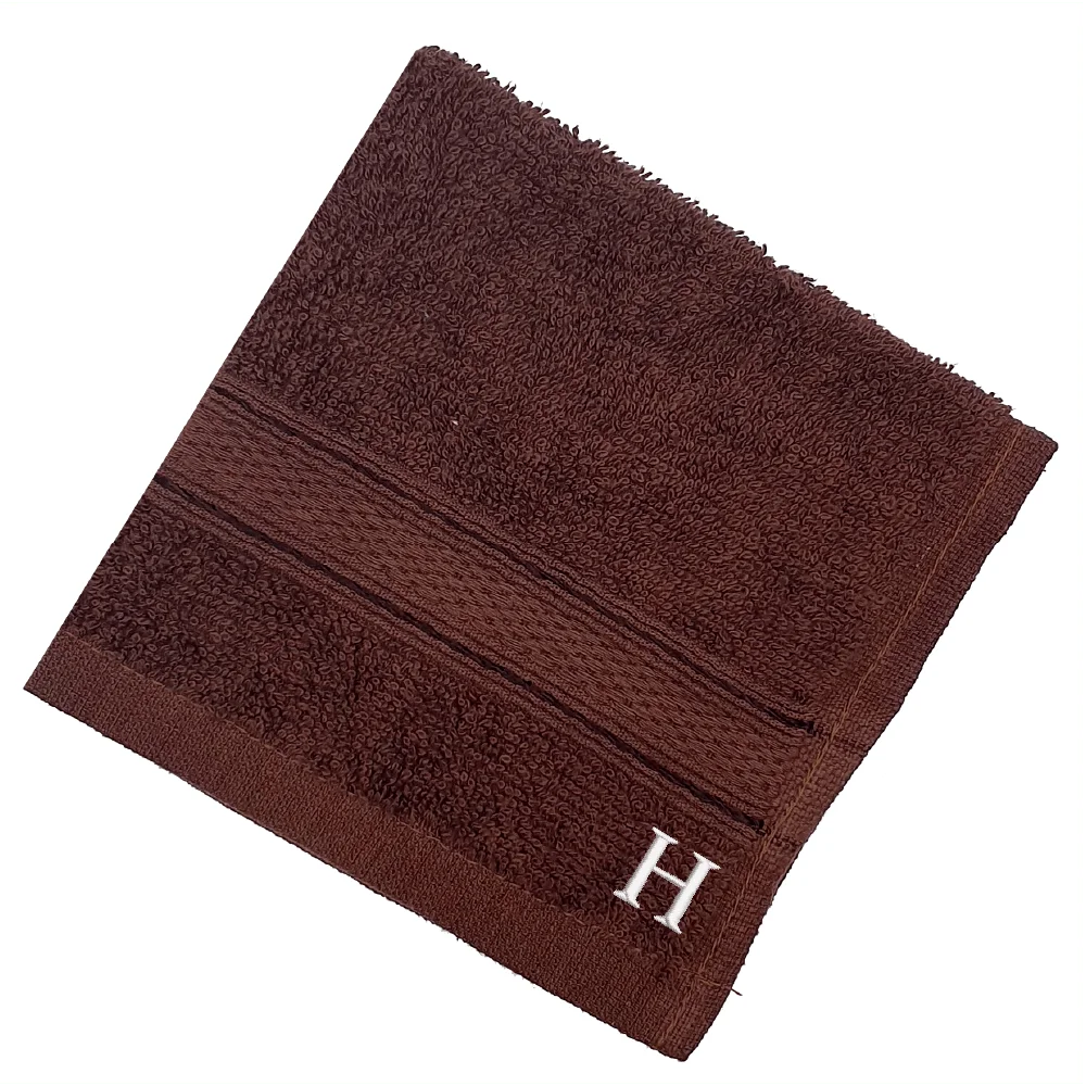 BYFT Daffodil Monogrammed Face Towel Brown 30 x 30 Cm