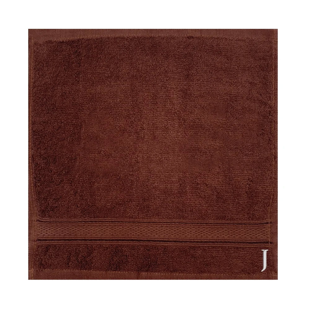 BYFT Daffodil Monogrammed Face Towel Brown 30 x 30 Cm