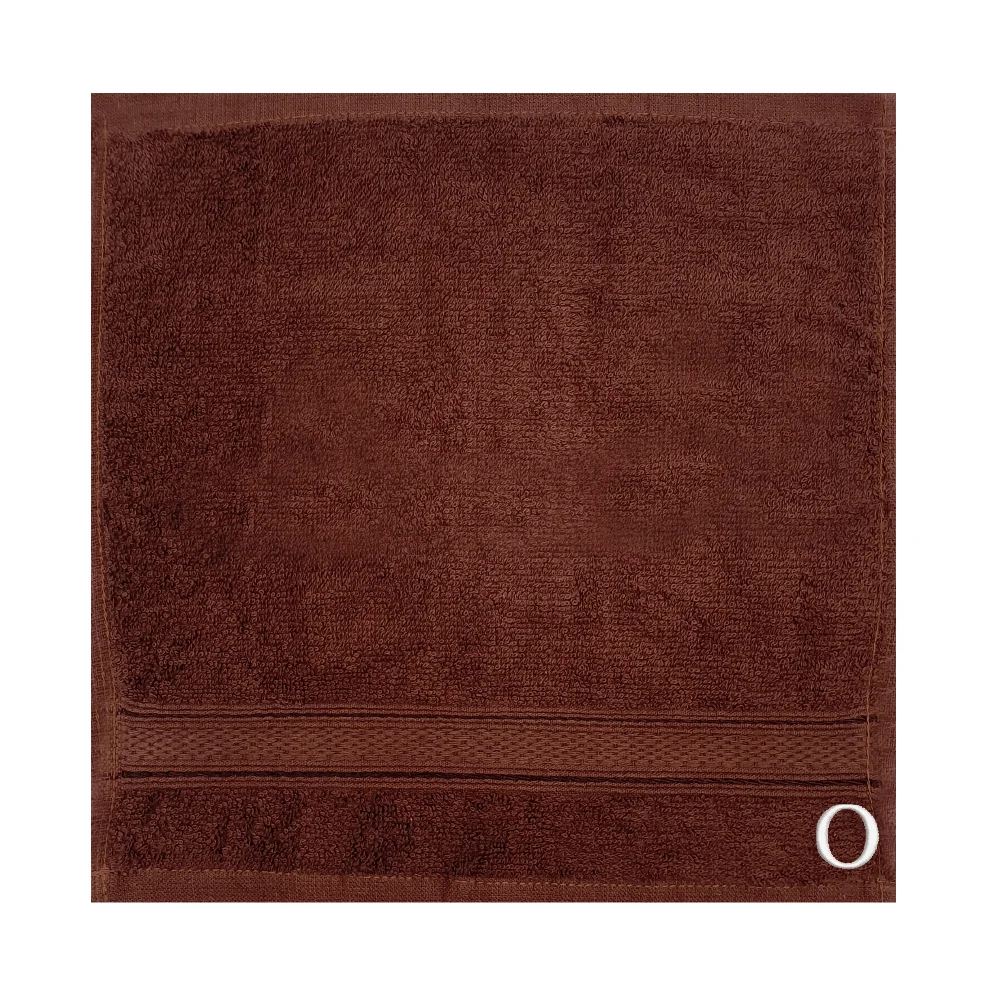 BYFT Daffodil Monogrammed Face Towel Brown 30 x 30 Cm