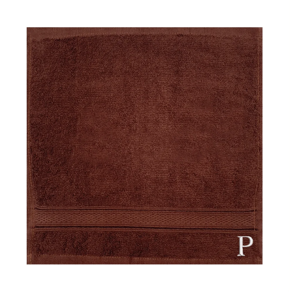 BYFT Daffodil Monogrammed Face Towel Brown 30 x 30 Cm