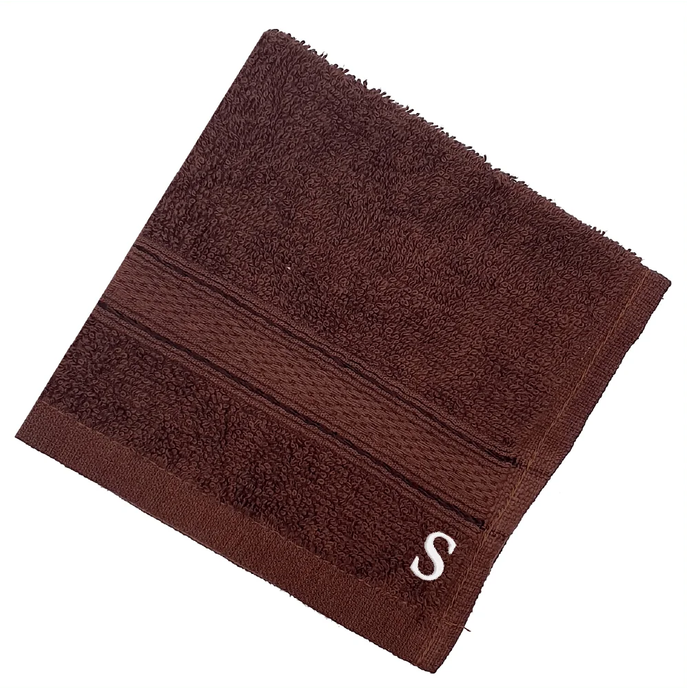 BYFT Daffodil Monogrammed Face Towel Brown 30 x 30 Cm