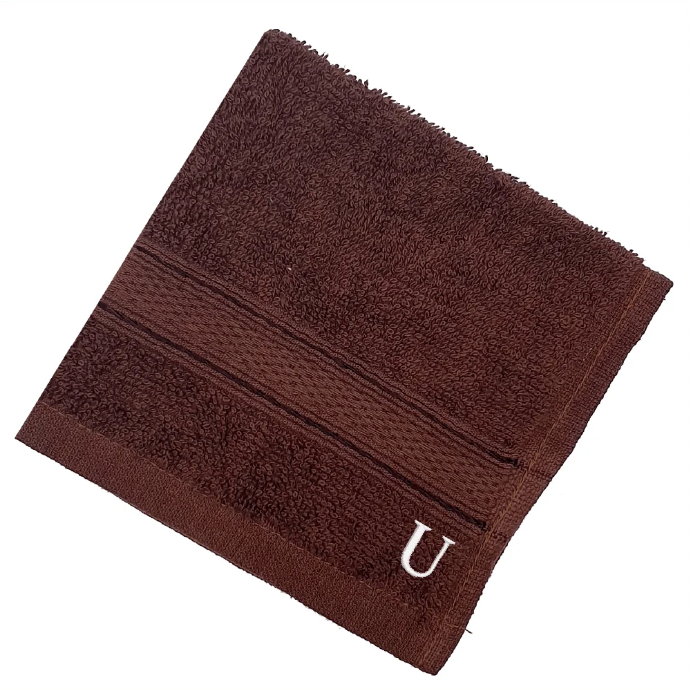 BYFT Daffodil Monogrammed Face Towel Brown 30 x 30 Cm