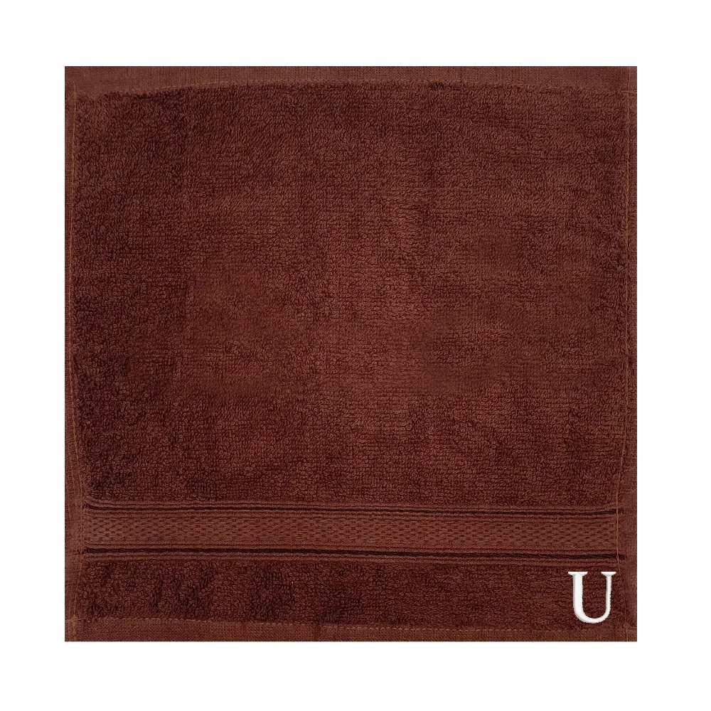 BYFT Daffodil Monogrammed Face Towel Brown 30 x 30 Cm