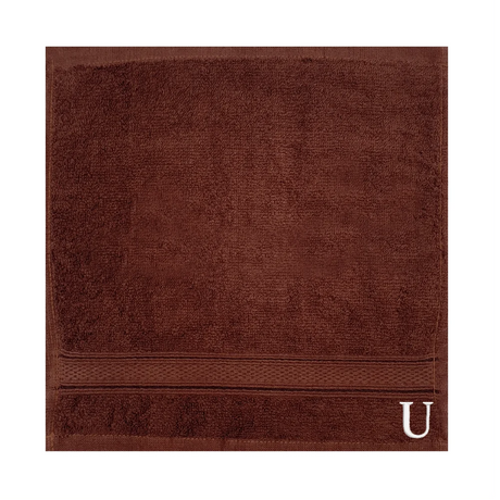BYFT Daffodil Monogrammed Face Towel Brown 30 x 30 Cm