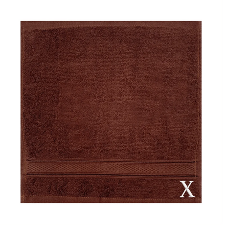 BYFT Daffodil Monogrammed Face Towel Brown 30 x 30 Cm