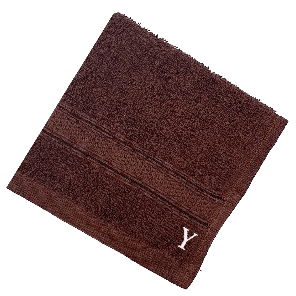 BYFT Daffodil Monogrammed Face Towel Brown 30 x 30 Cm