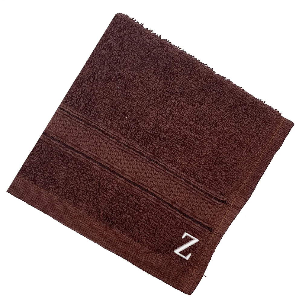 BYFT Daffodil Monogrammed Face Towel Brown 30 x 30 Cm