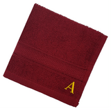 BYFT Daffodil Monogrammed Face Towel Burgundy 30 x 30 Cm