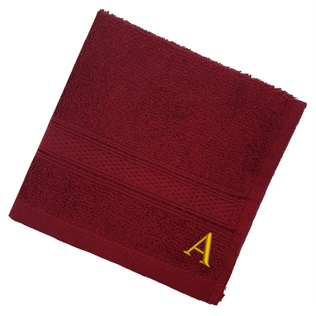 BYFT Daffodil Monogrammed Face Towel Burgundy 30 x 30 Cm