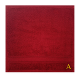 BYFT Daffodil Face Towel Burgundy Monogrammed Pure Cotton Personalised Initial / Letter / Alphabet Perfect For Gifting Set of 06