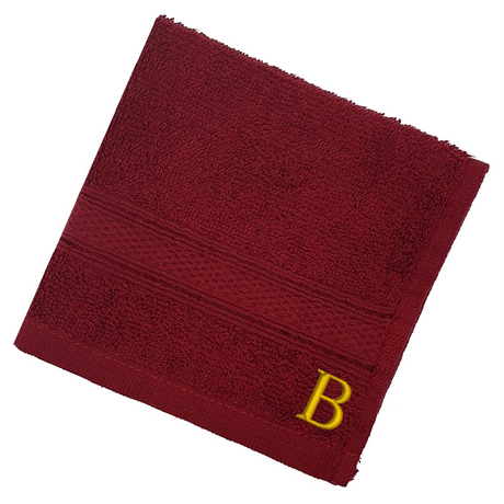 BYFT Daffodil Monogrammed Face Towel Burgundy 30 x 30 Cm