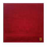 BYFT Daffodil Monogrammed Face Towel Burgundy 30 x 30 Cm