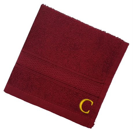 BYFT Daffodil Monogrammed Face Towel Burgundy 30 x 30 Cm