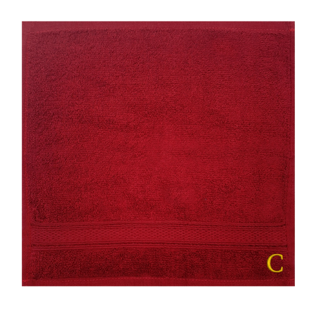BYFT Daffodil Monogrammed Face Towel Burgundy 30 x 30 Cm