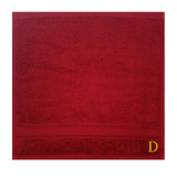 BYFT Daffodil Monogrammed Face Towel Burgundy 30 x 30 Cm