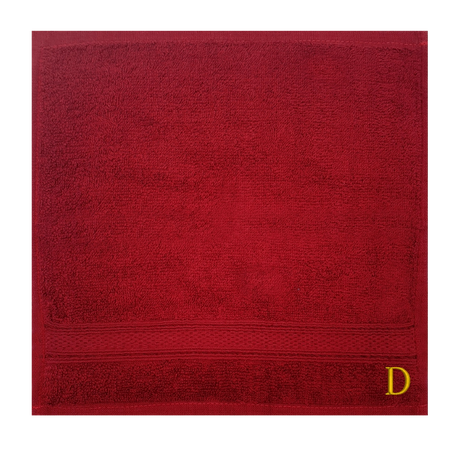 BYFT Daffodil Monogrammed Face Towel Burgundy 30 x 30 Cm