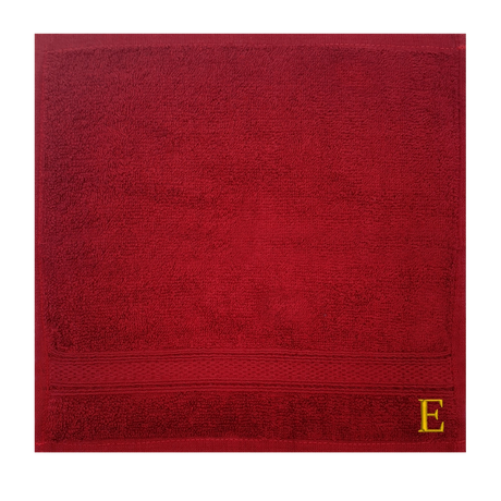 BYFT Daffodil Monogrammed Face Towel Burgundy 30 x 30 Cm