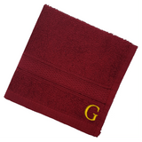 BYFT Daffodil Monogrammed Face Towel Burgundy 30 x 30 Cm