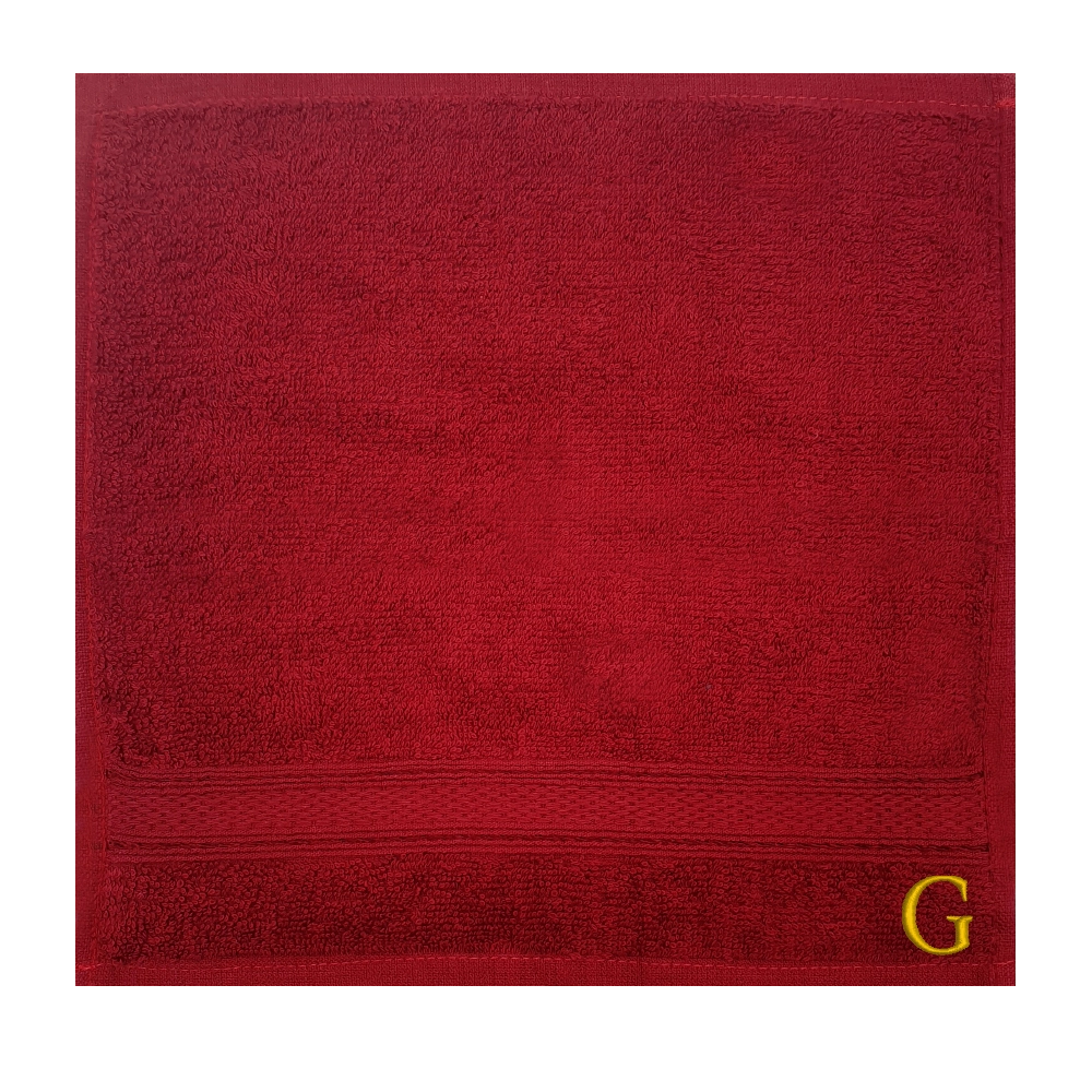 BYFT Daffodil Monogrammed Face Towel Burgundy 30 x 30 Cm