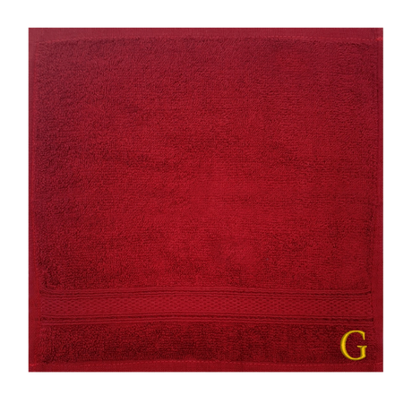 BYFT Daffodil Monogrammed Face Towel Burgundy 30 x 30 Cm