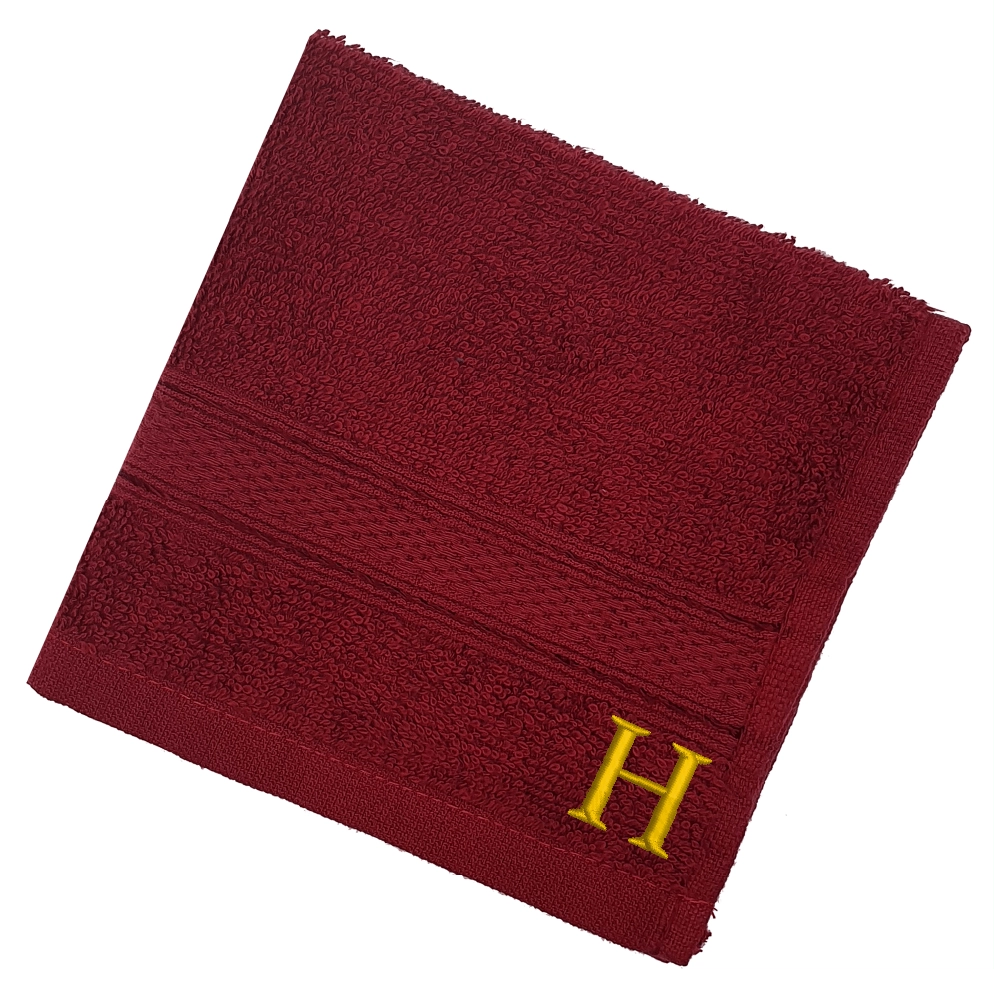 BYFT Daffodil Monogrammed Face Towel Burgundy 30 x 30 Cm