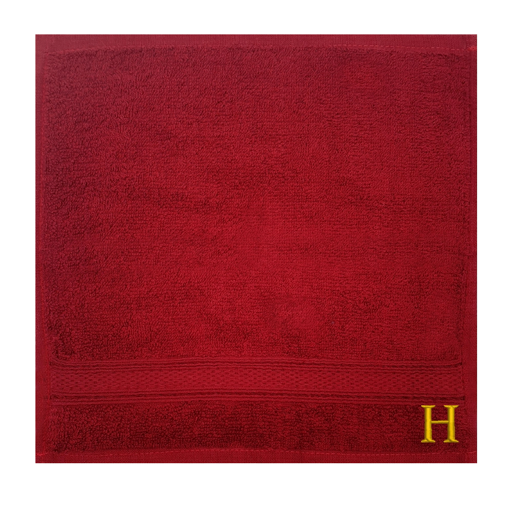 BYFT Daffodil Monogrammed Face Towel Burgundy 30 x 30 Cm