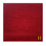 BYFT Daffodil Monogrammed Face Towel Burgundy 30 x 30 Cm