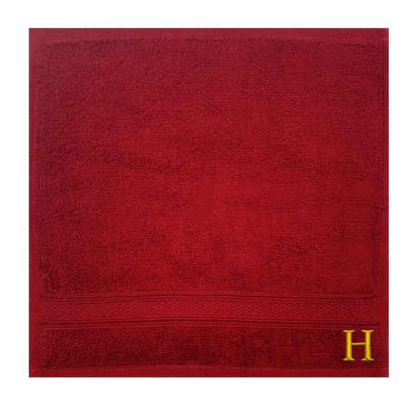 BYFT Daffodil Monogrammed Face Towel Burgundy 30 x 30 Cm