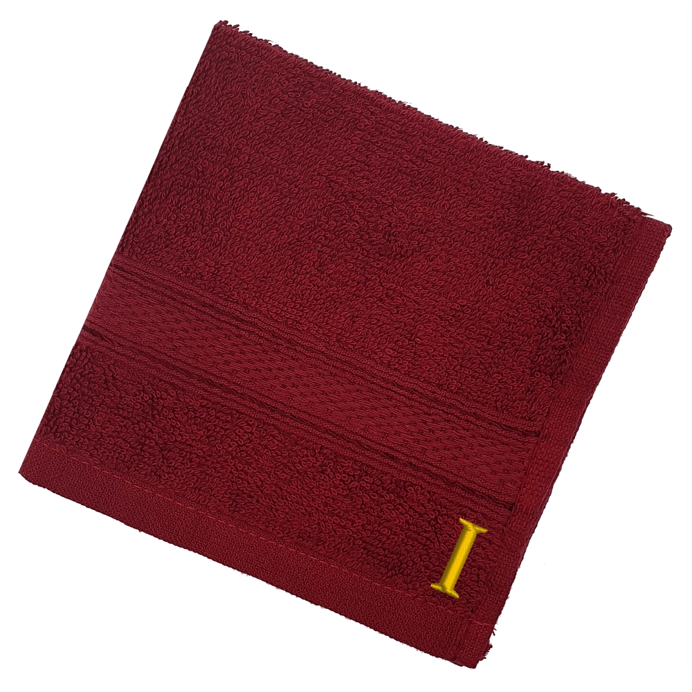 BYFT Daffodil Monogrammed Face Towel Burgundy 30 x 30 Cm