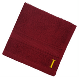 BYFT Daffodil Monogrammed Face Towel Burgundy 30 x 30 Cm