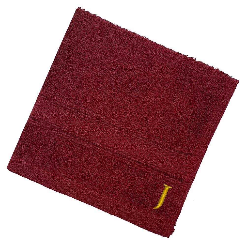 BYFT Daffodil Monogrammed Face Towel Burgundy 30 x 30 Cm