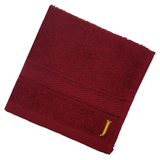 BYFT Daffodil Monogrammed Face Towel Burgundy 30 x 30 Cm
