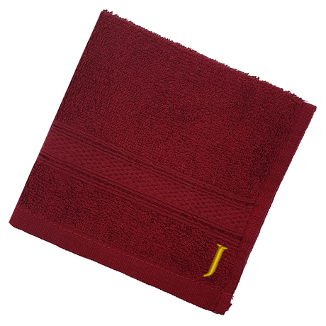 BYFT Daffodil Monogrammed Face Towel Burgundy 30 x 30 Cm