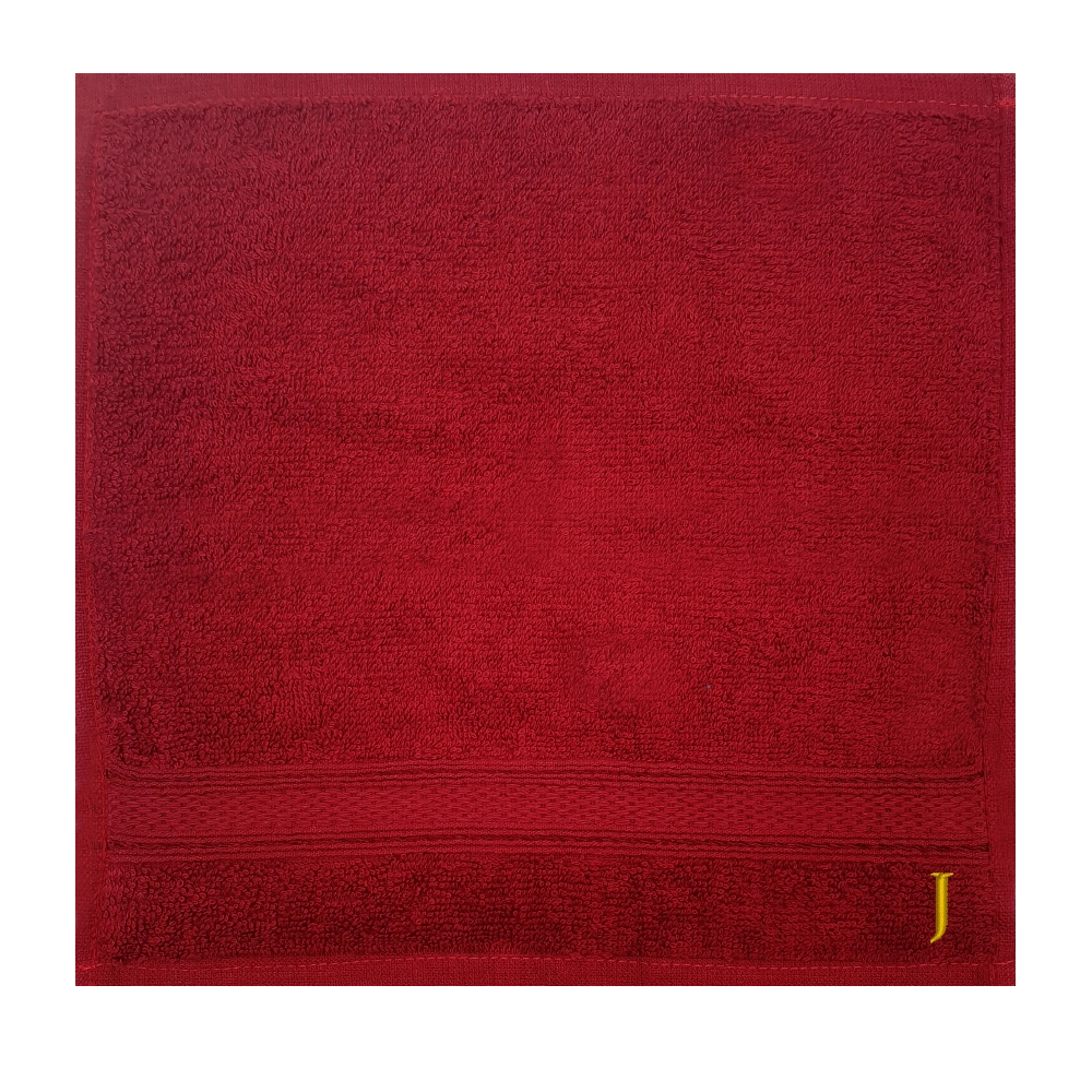 BYFT Daffodil Monogrammed Face Towel Burgundy 30 x 30 Cm